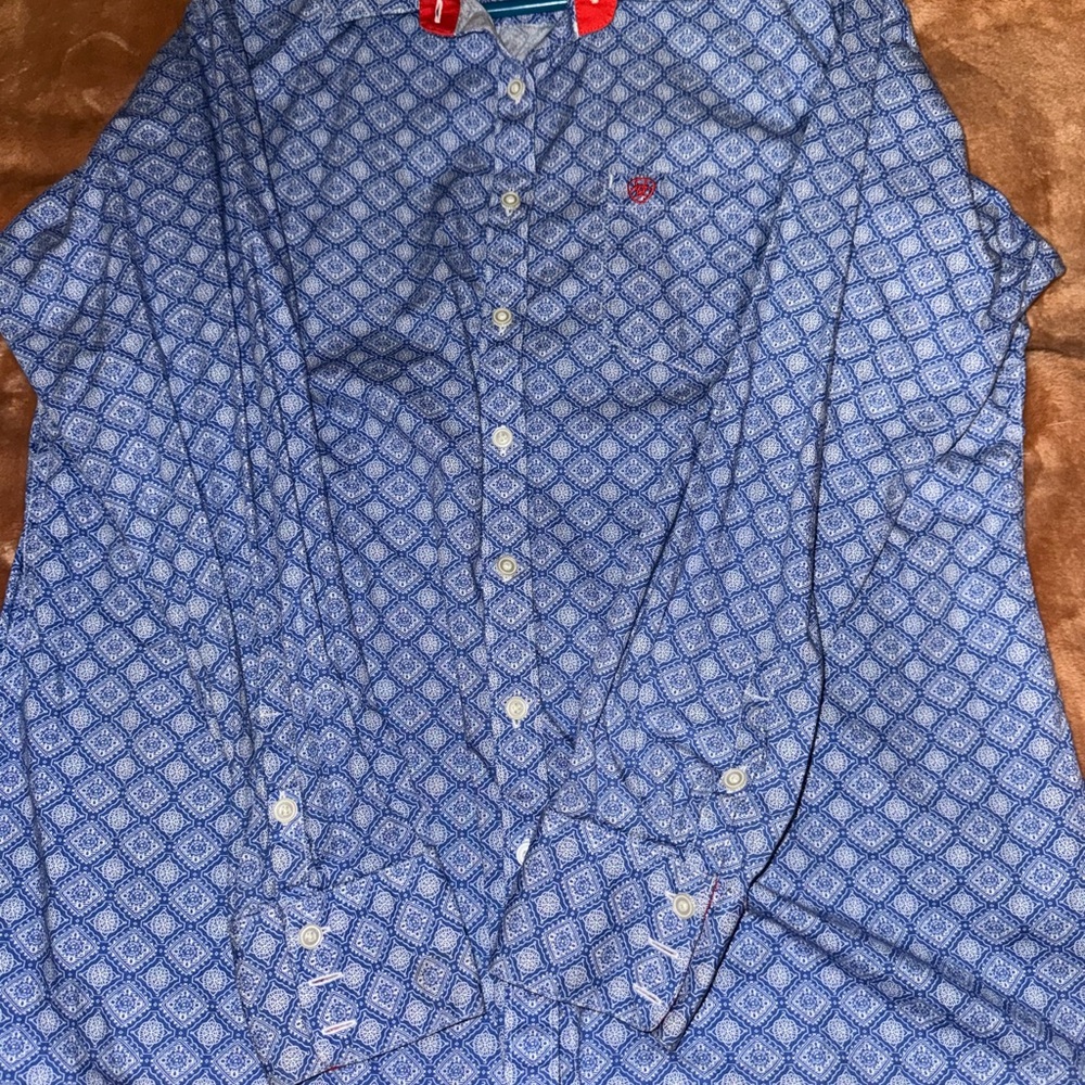 Ariat Blue Geometric Button Down
